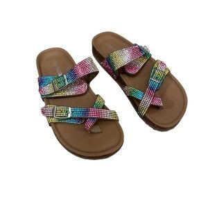 Steve Madden Girls Rainbow Rhinestone Sandals Size 1